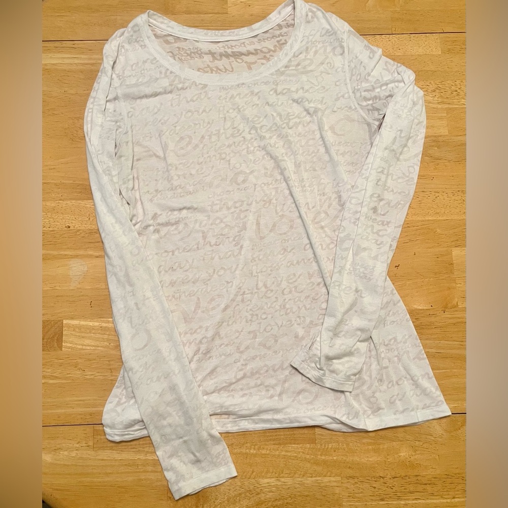 Lululemon Daily Practice Long Sleeve See Love Manifesto Burnout White size 12